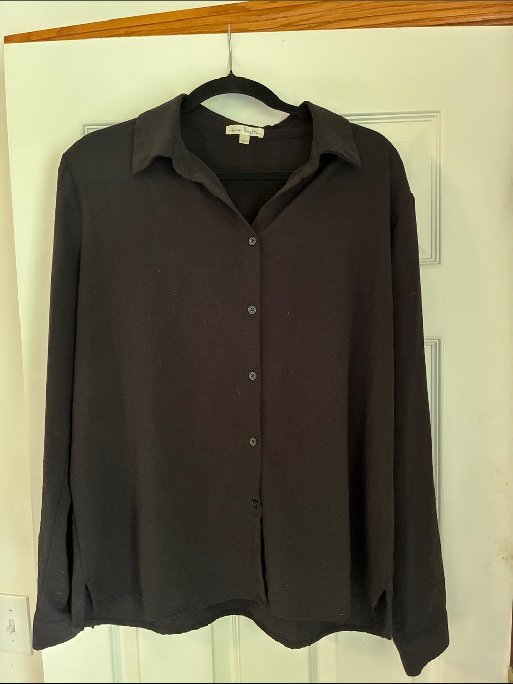 Black Long-Sleeve Button Front Shirt